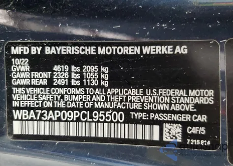 2023 BMW 430Xi z USA, uszkodzony, nr VIN WBA73AP09PCL95500